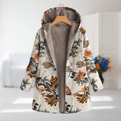 Alice - Floral Fleece Hoodie Coat for Women